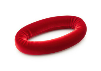Plush red velvet oval ring cushion