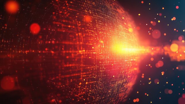 Digital global network connecting data across abstract sphere