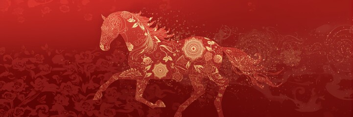 Chinese New Year 2026 themed background and banner templates, horse zodiac sign,Chinese New Year 2026