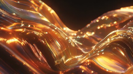 Abstract glowing fiber optics transmitting data through waves