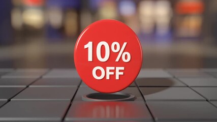 Photorealistic 3D pop-up banner emerging from digital interface featuring red circular sale highlight for marketing visuals