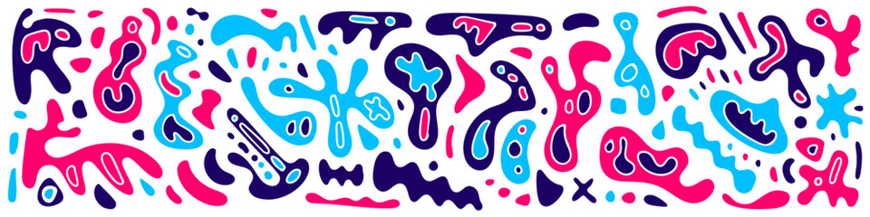 Vector abstract illustration with pink and blue geometric shape on white background. Pattern concept with bright abstract form. Flat style abstraction design of set of shape and decorative form