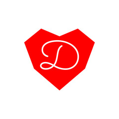 red heart with D letter