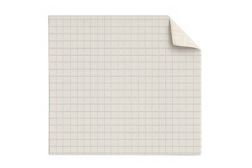 Square grid paper note with curled corner on transparent background, organizing schedule or important message