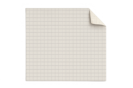 Square grid paper note with curled corner on transparent background, organizing schedule or important message
