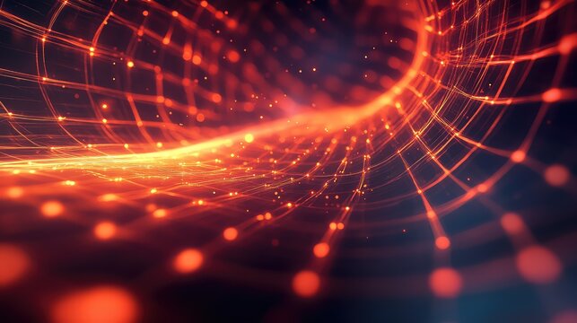 Flowing digital data connecting points in network tunnel - Powered by Adobe