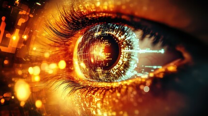 Digital eye visualizing artificial intelligence concepts and big data