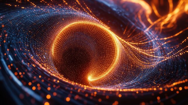 Digital data vortex abstract light particle flow - Powered by Adobe