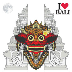 Fototapeta premium Bali Leak 004, balinese mask, balinese art, balinese culture, barongan, leak, bali devil, devil, evil, satanic, horor, t-shirt, t-shirt ilustration