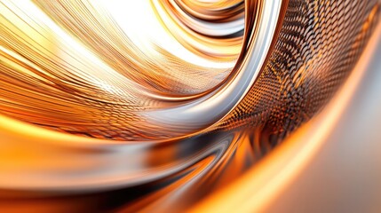 Abstract golden swirl with metallic digital texture creating vibrant movement