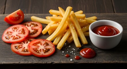 French fries and tomato 