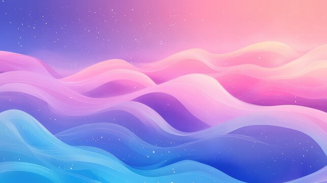 Abstract waves flowing with pastel pink and blue gradient