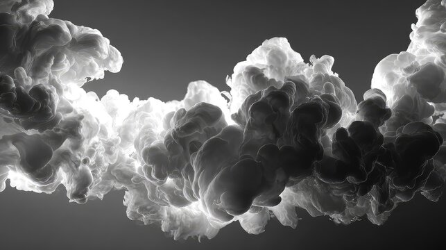 Black and white smoke moving fluidly through water