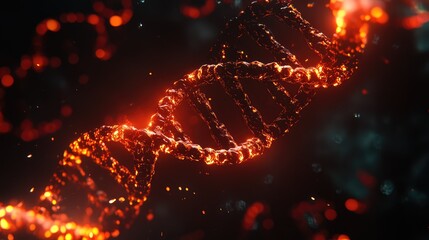 Glowing dna double helix representing genetic science