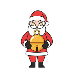 Santa Claus vector icon holding jingle bell