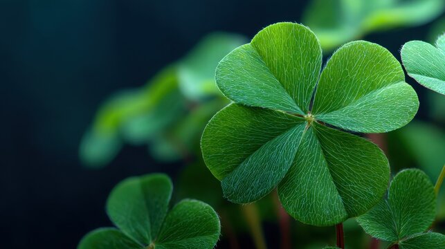 Green three-leaf clover sprig on dark background for st. patrick's day celebrations and irish symbolism
