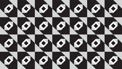 The stunning Op Art-style seamless geometric pattern creates a powerful three-dimensional optical illusion. It features a repeating grid of diamond- or cube-shaped modules that appear to protrude