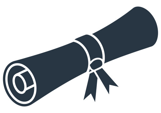 A rolled diploma or certificate isolated on, symbolizing achievement and academic success