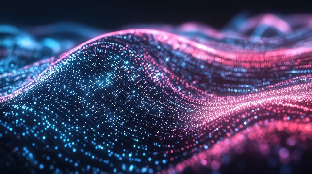 Digital wave particles creating a futuristic abstract data network