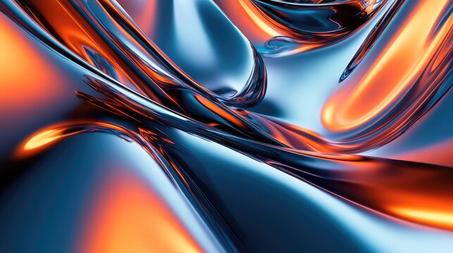 Flowing iridescent liquid metal abstract background art