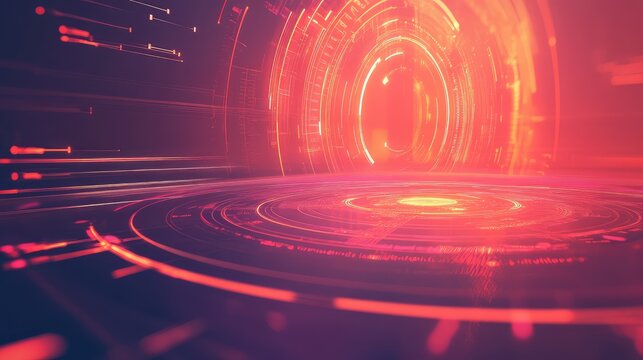 Futuristic technology data visualization rotating portal background