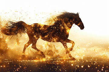 輝く馬のシルエット