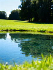 Calm Clear Water in Natural Meadow
