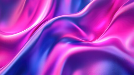 Obraz premium Iridescent liquid fabric flowing with vibrant pink and blue colors