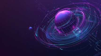 Digital globe sphere processing big data technology