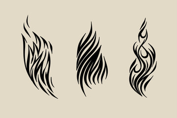 Outline Flame Set Hand Drawn Vector Image