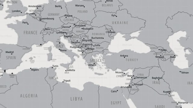 Bulgaria on the world map. 4K animation.