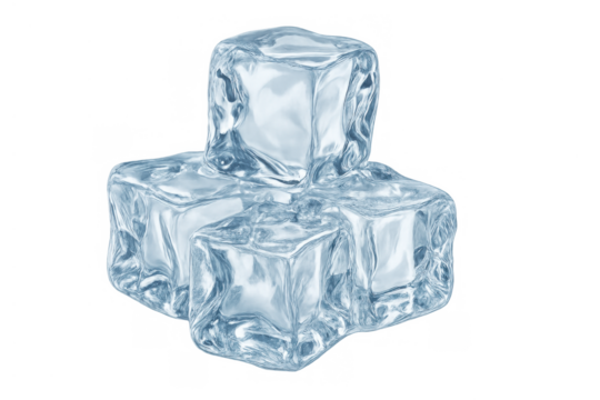Ice cubes stacking, creating a cold refreshing element, perfect for beverages and chilling concepts, transparent background