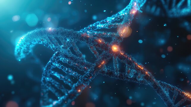 Digital dna helix structure representing genetic engineering and science