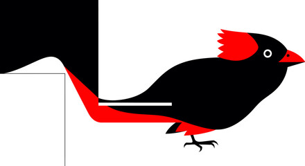 Whimsical Cardinal Vector Art Stylized Bird Design in Red and Black