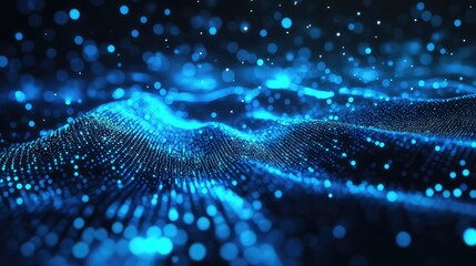 Blue digital data wave forming futuristic abstract background
