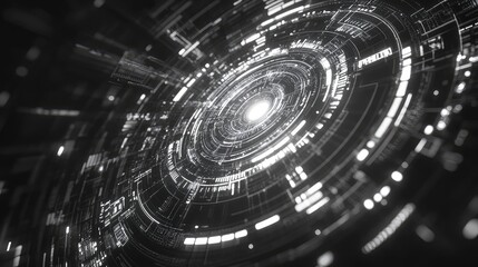 Abstract technology tunnel with glowing light lines