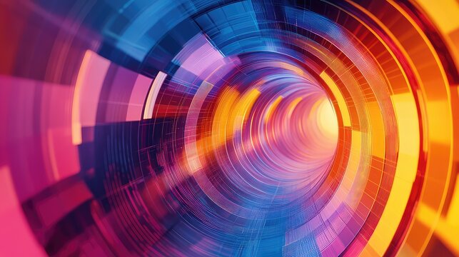 Abstract digital tunnel creating data streaming vortex motion