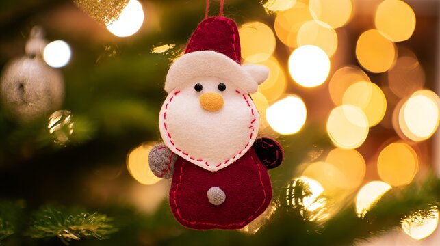 plush Santa ornament made from felt and fabric