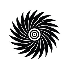 Dynamic Spiral Abstract Black and White Design with Vortex Effect, Flowing Petals and Circular Pattern for Creative Projects