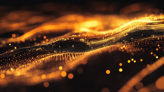 Golden digital particle wave flowing technology data