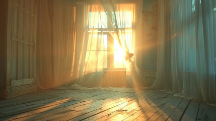 Warm Glow Filtering Into a Quiet Interior Space for a Relaxing Visual Effect