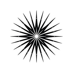 Abstract Geometric Sunburst Illustration Black Rays Emanating from Center, Sharp Pointed Edges Creating Dynamic Circular Pattern