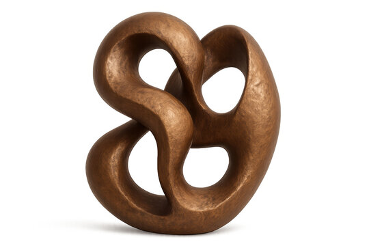 Bronze abstract sculpture featuring a dynamic, intertwined s-shape curve, creating a fluid, endless knot design - Powered by Adobe