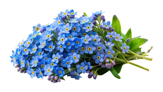 Beautiful bunch of forgetmenot flowers with blue petals and yellow centers