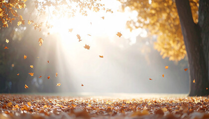 Autumn Leaves Floating in the Light