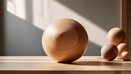 Minimalist Arrangement Of Wooden Spheres Creating Harmonious Bal