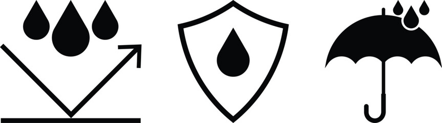 Waterproof icon set, protect from water vector illustration. 