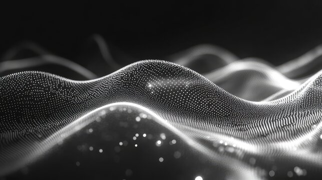 Abstract technology network waves forming digital landscape