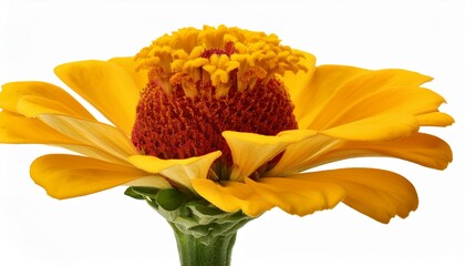 Flower Zinnia Isolated On White Background Yellow Flower Zinnia Elegans