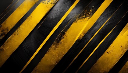 Abstract Black And Yellow Grunge Background With Diagonal Lines And Texture